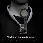 A sleek matte gray telesin mnm-001 silicone neck mount with black magnetic sheet for hanging neck phone case use