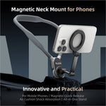 Gray telesin mnm-001 silicone neck mount with adjustable arm and magnetic sheet for hanging neck phone case support