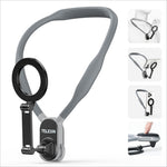 Gray and black TELESIN silicone neck strap phone holder with magnetic sheet and circular ring mount for hanging neck use