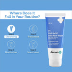 Detail of The Derma Co 1% Kojic Acid Face Wash showing its nourishing non-drying formula, perfect for reducing skin pigmentation and dark spots.