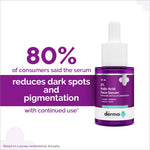 The Derma Co. 2% Kojic Acid Face Serum packaging showcasing ingredients for brightening and evening skin tone.