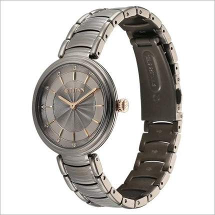a women's watch with a metal bracelet