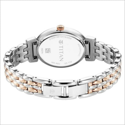 a women's watch with two tone bracelet