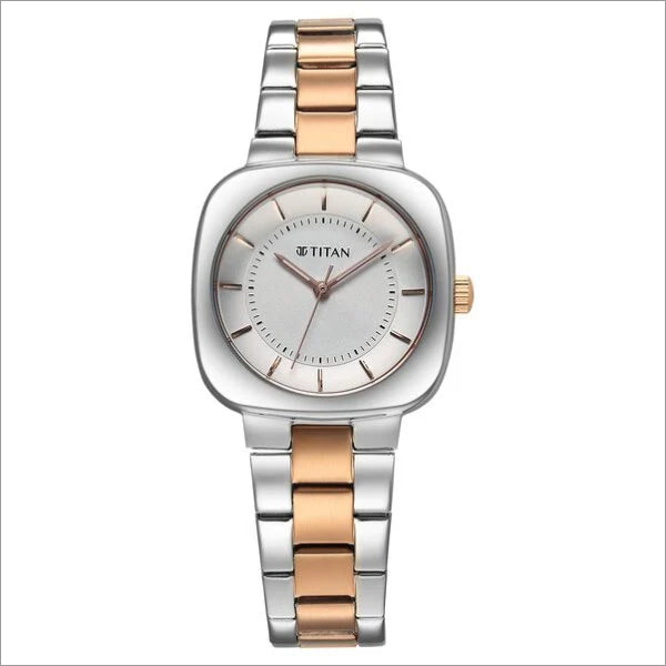 a women's watch with two tone bracelet