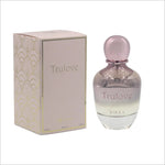 Trulove EDP 100ml fragrance bottle alongside its stylish packaging, showcasing a soft pink and white design with gold accents.