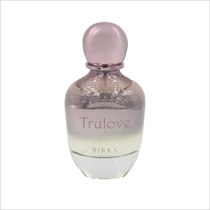 Trulove EDP 100ml bottle by BIRRA, featuring a stylish, elegant design with a round light pink cap and a smooth gradient from clear to light pink in the bottle.