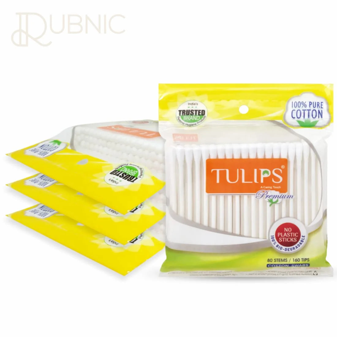 TULIPS Premium Cotton Ear Buds/Swabs with white PAPER Sticks