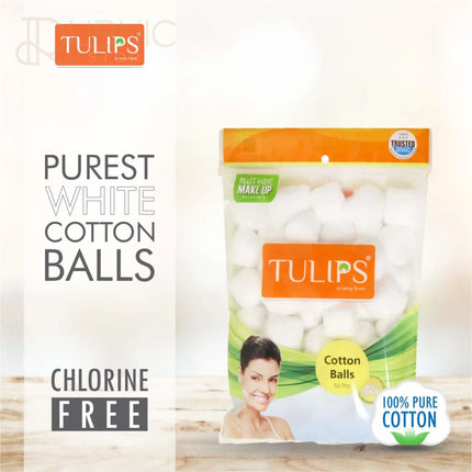 Tulips White Cotton Balls 50S - MAKEUP REMOVER