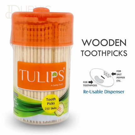 Tulips Wooden Toothpicks 250 Sticks PACK OF 6 - TOOTHPICK