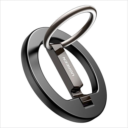 Black ugreen lp705 metal kickstand grip ring holder with sleek minimalist design and polished finish for portable use