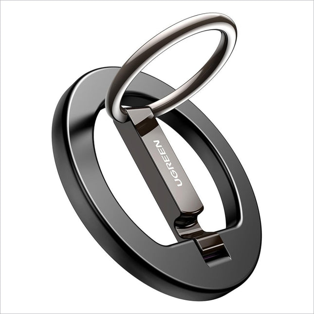 Black ugreen lp705 metal kickstand grip ring holder with sleek minimalist design and polished finish for portable use