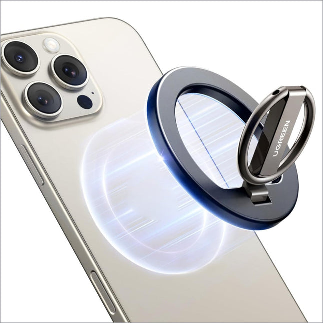 Silver ugreen lp705 magnetic kickstand grip ring holder with sleek minimalist design and black accent band