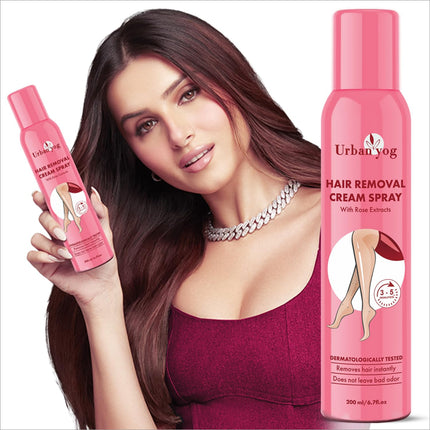 Urban Yog Hair Removal Cream Spray for Women, a painless hair removal cream, ideal for legs, hands, underarms, and back, 200 ML.