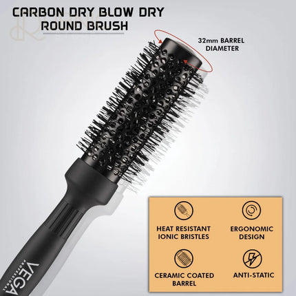 Vega Professional Carbon Dry Round Brush 32mm (VPMHB-12) -