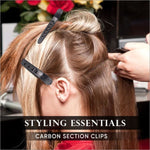 a woman getting her hair styled by a hair stylist