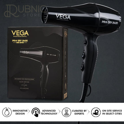 VEGA Professional Dry Hair Dryer Black (VPMHD-03) - HAIR