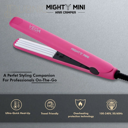 VEGA Professional Mighty Mini Hair Crimper (VPVMS-09) Pink -