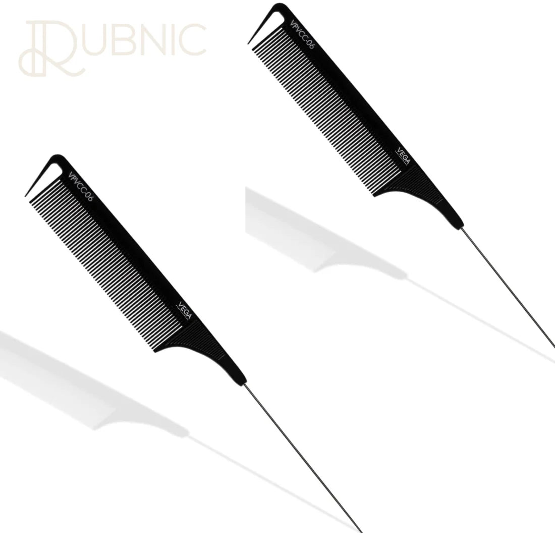 Vega Professional Pin Tail Comb Wide Teeth VPVCC-06 PACK