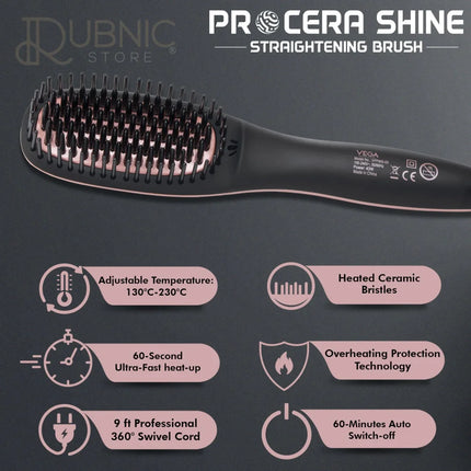 Vega Professional Pro Cera Shine Hair Straightener Brush