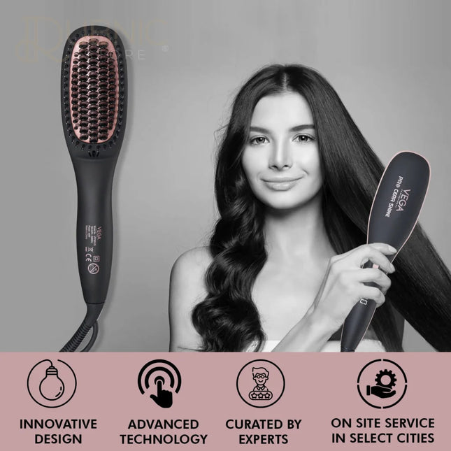 Vega Professional Pro Cera Shine Hair Straightener Brush