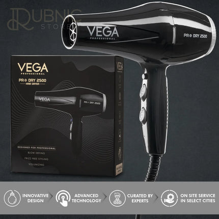 VEGA Professional Pro Dry Hair Dryer Black (VPPHD-01) - HAIR