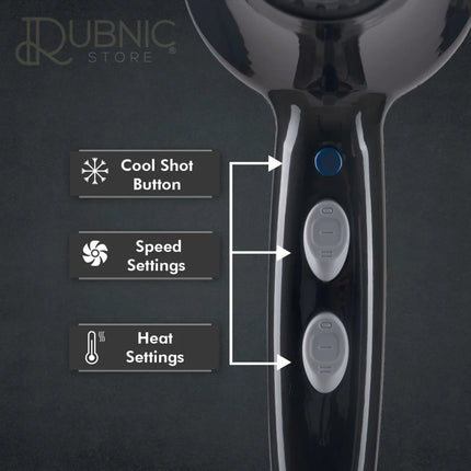 VEGA Professional Pro Dry Hair Dryer Black (VPPHD-01) - HAIR