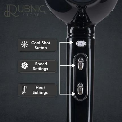 VEGA Professional Pro Dry Hair Dryer Black (VPPHD-02) - HAIR