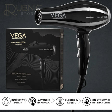 VEGA PROFESSIONAL Pro Dry Hair Dryer Black (Vpphd-09) - HAIR