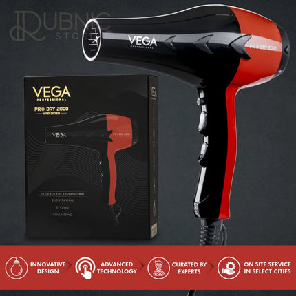 VEGA Professional Pro Dry Hair Dryer Red (VPVHD-07) - HAIR
