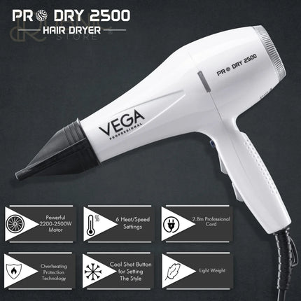 VEGA Professional Pro Dry Hair Dryer White (VPPHD-08) - HAIR