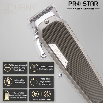 VEGA Professional Pro Star Hair Clipper VPPHC-04 Grey - HAIR