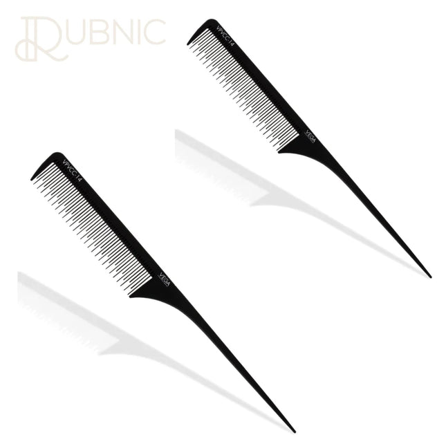 Vega Professional Tail Comb Staggered Teeth VPVCC-14 pack