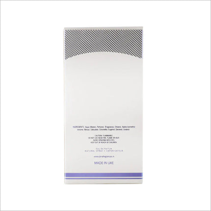 Back view of the Verdict EDP packaging displaying the ingredient list and caution instructions for safe use.