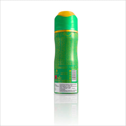 Back view of BIRRA Vivacious Deodorant, featuring the green packaging with a detailed label containing ingredients and usage instructions. This deodorant is known for its elegant heart notes of Orris, Orange Blossom, and Bulgarian Rose.