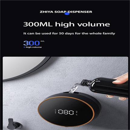 Black w1 wall-mounted soap dispenser smart touchless with gold trim digital display 300ml high volume use