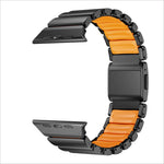 Black and orange two tone stainless steel watch strap with magnetic buckle for apple watch series 1 to 11