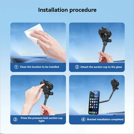 Black suction cup phone holder with flexible gooseneck arm x035 universal car magnetic mount bracket