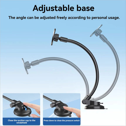 Black x035 universal car phone holder with flexible gooseneck arm and suction cup base for magnetic mounting
