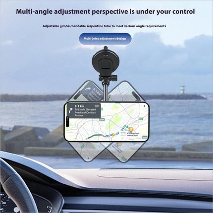 Black x035 universal car magnetic phone holder with flexible gooseneck holding smartphone with navigation display