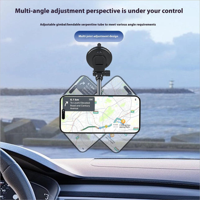 Black x035 universal car magnetic phone holder with flexible gooseneck holding smartphone with navigation display