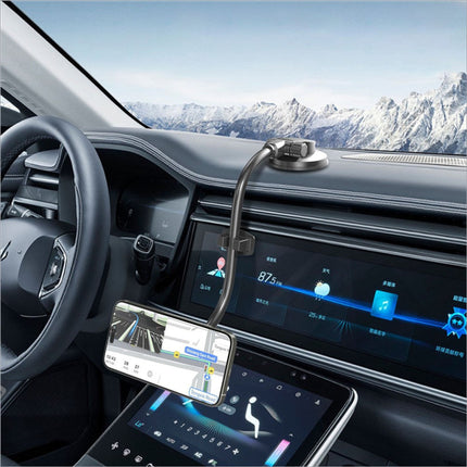 Silver metallic x035 universal car phone holder with flexible gooseneck arm and suction cup universal car magnetic mount