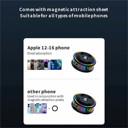 X12 magnetic car dashboard phone holder with rainbow-colored circular glossy crackle design for car dashboard phone use