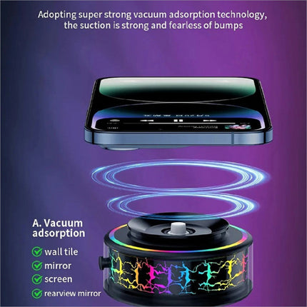 X12 magnetic car dashboard phone holder with black suction cup and colorful crackle led lighting for car dashboard phone use