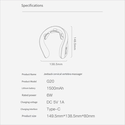Xiaomi youpin jeeback g20 electric cervical vertebra massager with sleek ergonomic design and three-level constant temperature
