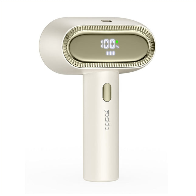 Cream yesido ec20 dual head fabric shaver with led display and 12 blades lint remover showing 100 battery and bars