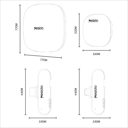 White wireless charging pad with yesido logo for kr20 ip plug high fidelity audio wireless lapel mic charging