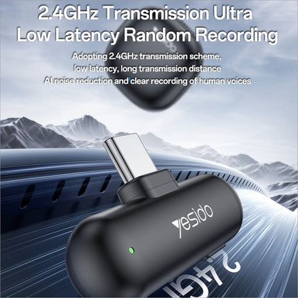 Black yesidoo kr20 ip plug high fidelity audio wireless usb adapter with green led and metallic usb-c connector