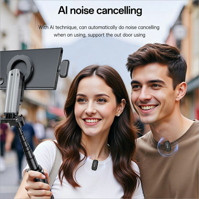 Black yesido kr22 lavalier microphone set with ai noise cancelling wireless mini mic and type-c receiver for indoor outdoor use