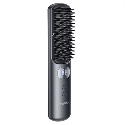 Black yosido yesido mg23 wireless hair straightener brush with digital temperature display for hair styling