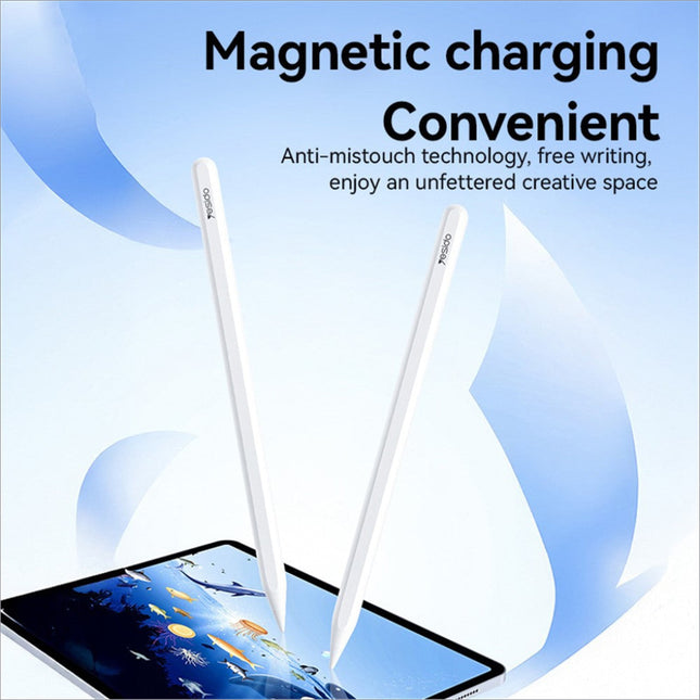 White YESIDO ST18 ipad stylus pen with magnetic wireless charging and anti-mistouch technology for touch screens